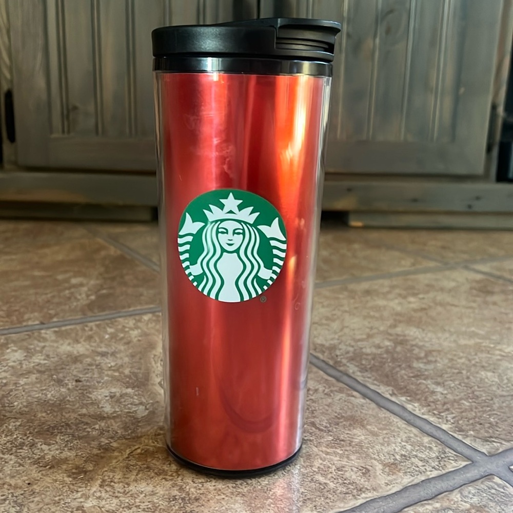 Red Sparkle Foil Starbucks Coffee Travel Mug Tumbler 16 oz 2020 With Black Lid